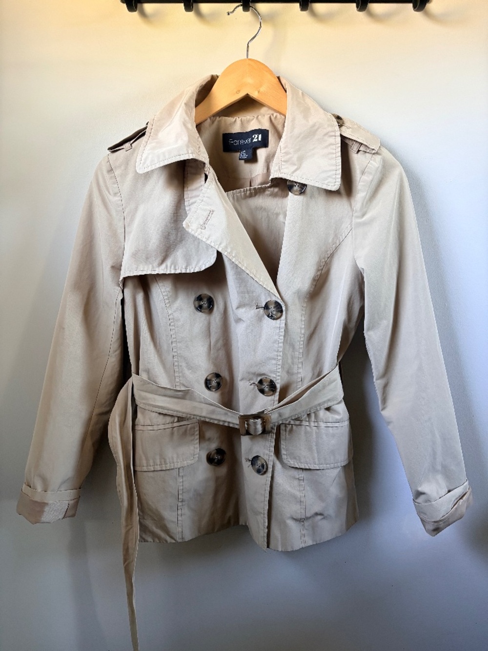 Khaki Tan Trench Coat Jacket Forever 21 Small